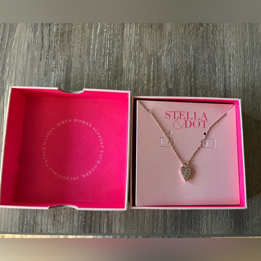 Stella & Dot Gold Necklace with Heart Pendant